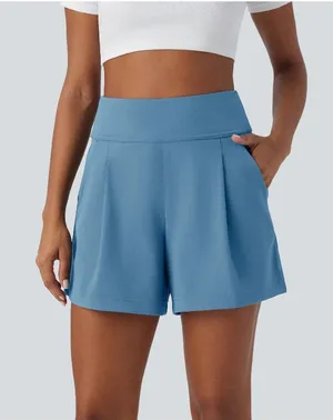 Halara DayStretch High Waisted Work Baggy Shorts 4'' with Pockets Blue M thumbnail 1