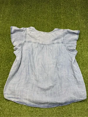 NWT Velvet Heart Denim Jean Blouse Ruffle Cap Sleeve Button Down Light Wash 1X thumbnail 9