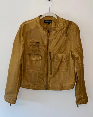 Members Only Camel Colored Leather Jacket thumbnail 1