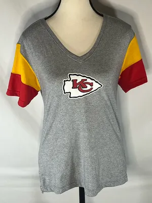 Nike Kansas City Chiefs NFL Gray Dri-FIT V-Neck Women’s Logo Shirt Small thumbnail 1