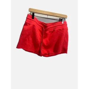 Abound Sweat Shorts Womens L Red Fleece Drawstring Raw‎ Hem Casual Athleisure thumbnail 2