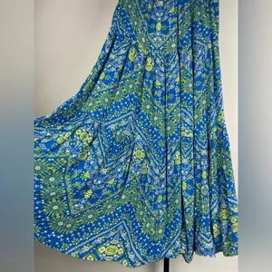 Scoop Blue Yellow Floral‎ Printed Tiered Maxi Skirt thumbnail 4