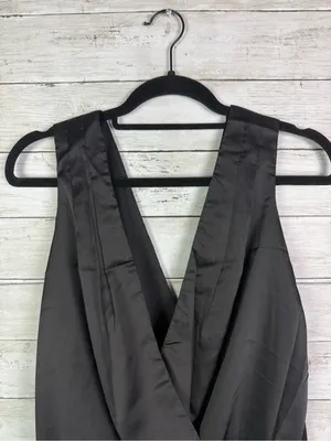 Lulus Prize Winning Black Satin Faux Wrap Bodysuit Size Small thumbnail 4