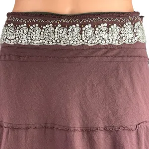 Vintage Dimri Purple Ruffle Tiered Rhinestone Peasant Boho Midi A-Line Skirt M thumbnail 4