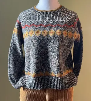 ZARA Gray Marled Knit Sweater with Gold Accents thumbnail 1