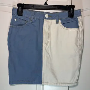 Urban Outfitters BDG Colorblock Denim Skirt Jean Skirt Small Retro 90s‎ White thumbnail 1