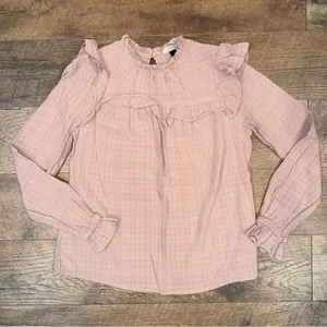 Universal Threads Dusty Rose Long Sleeve Peasant Ruffle Top thumbnail 1