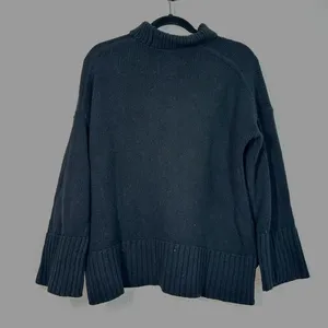 S Sweater Knit Pullover Oversized Wool Blend Funnel Mock Neck Y2K 2000's Black thumbnail 7