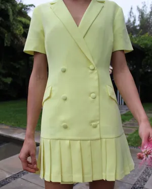AMANDA UPRICHARD Mesha Short Sleeve Light Yellow Dress Size Medium thumbnail 1
