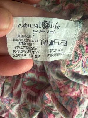 Natural Life Lyla Pink Palms Smocked Waist Tiered Mini Dress Cottagecore XL thumbnail 8