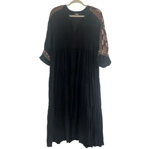 ✨En CrèMe | Way Of Life Cotton Embroidered Black Sz Large Mididress✨ thumbnail 5