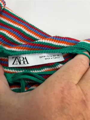 ZARA Multicolored Stripe Knit Mini Dress Medium Stretch Womens Medium thumbnail 4