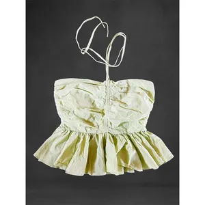 MABLE Babydoll Peplum Top Size L Coquette Dainty Sleeve Green Anthropologie thumbnail 2