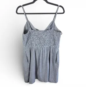 Abercrombie & Fitch Gray‎ White Striped Tie Front Button Mini Dress Summer Large thumbnail 2
