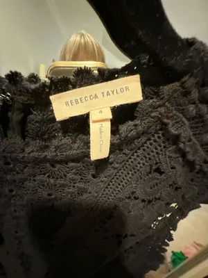 Rebecca Taylor Black Lace Eyelet Peplum Top thumbnail 2