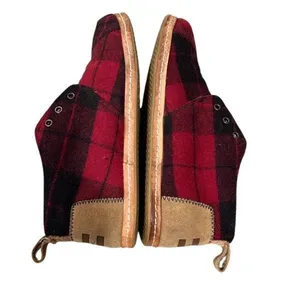 Toms‎ Womens Plaid Felt On Leather Flannel Mid Top Bota Boots Red Black Size 8 thumbnail 2