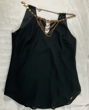 bebe vintage Tank Top‎ black brass chain detailing club new years flowy thumbnail 1