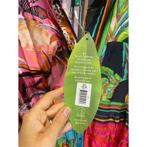 FARM Rio Scarf Mix Shirt Dress‎ Womens XS Multi Tropical Patchwork Midi Boho New thumbnail 5