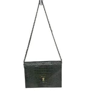 Vintage Green Croc Embossed Chain Strap Envelope Shoulder Bag thumbnail 4
