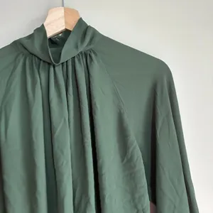 Madewell flowy high neckline forest green blouse women's size‎ M vintage style thumbnail 2
