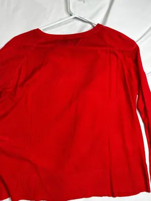Zara Red Fine Knit Long Sleeve Crew Neck Sweater Size S NWT thumbnail 2