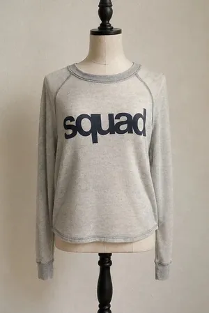 American Eagle Squad Gray Lightweight Cropped Sweatshirt Small S thumbnail 1