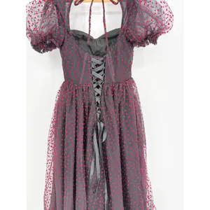 Heart Print Tulle Corset‎ Midi Dress Small Black Red Goth Coquette Prom Formal thumbnail 10