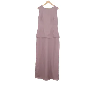 Mauve Two Piece Maxi Dress Set Ruched Sleeve Jacket Formal Wedding Guest Size 12 thumbnail 3