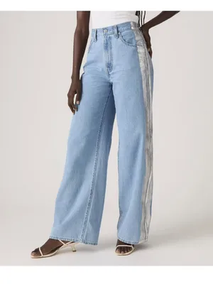 NWT Levi's Women's Blue Cinch Baggy Jeans With Foil Panel 25X31 thumbnail 4