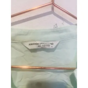 AMANDA UPRICHARD Light Blue Linen Blend Puff Sleeves Peplum Diego Top Size M thumbnail 7