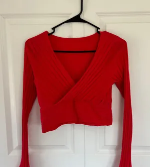 Red Cropped Long Sleeve Size L thumbnail 1