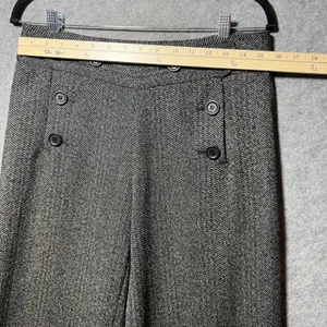 Max Studio Herringbone Sailor Wide Leg Pants Black White Button Front Size‎ 4 thumbnail 2
