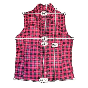 Aeropostale‎ Puffer Vest Women Small Pink Black Plaid Zip Snap Fleece Lined thumbnail 8