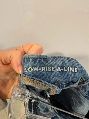 Denim Button-Front Distressed American Eagle Mini A-line‎ Skirt thumbnail 3