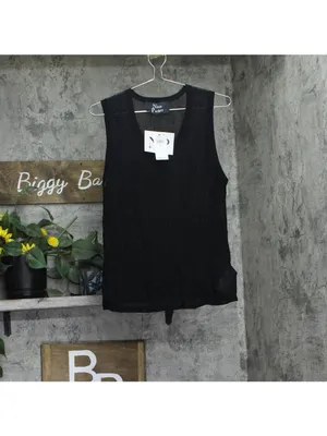 NWT Nina Parker Trendy Lightweight Sheer Sweater-Knit Tank Black Beauty 1X thumbnail 3