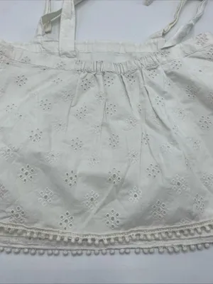 Aerie White Eyelet Cropped Tie Strap Summer Beach Cottage Core Tank top Small thumbnail 5