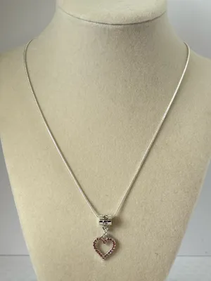 Pink Heart Sterling Silver Necklace thumbnail 3