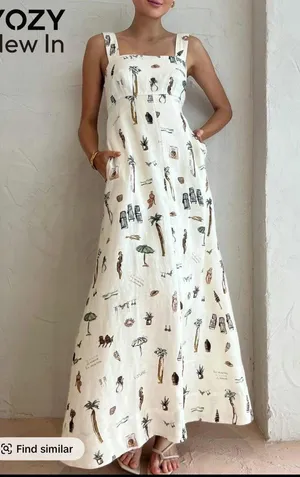 YOZY Women’s All Over Print Knot Back Summer Vacation Dress thumbnail 1