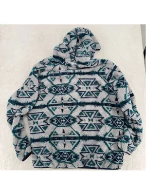 Ariat REAL Berber Pullover Hooded Sweatshirt Aztec Print Half Zip Fleece Size XL thumbnail 5