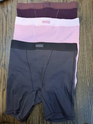 SKIMS Cotton Rib Boxer 3-Pack Womens Sz S Pink Burgundy Brown NEW thumbnail 1