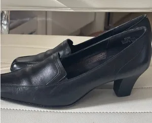 Sandler of Boston Womens Black Leather Square Toe Block Heel Pumps Size 8.5W thumbnail 1