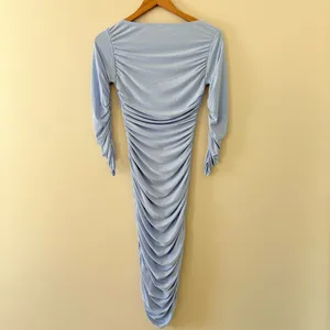 Norma Kamali‎ x Revolve Tara Dress Ruched Bodycon Off the Shoulder blue size XS thumbnail 9