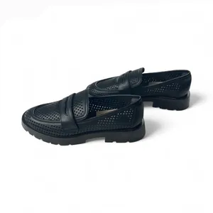 Dolce Vita Black Leather Perforated Loafers Platform‎ Lug Sole Modern Size 9 thumbnail 3