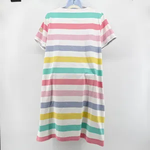 Joules Riviera T-Shirt Dress US 16 Cotton Shift Rainbow Multi Stripe Mini‎ thumbnail 4