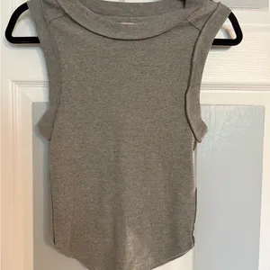 We The Free Late Sleeveless Ribbed Tank Top - Gray thumbnail 2