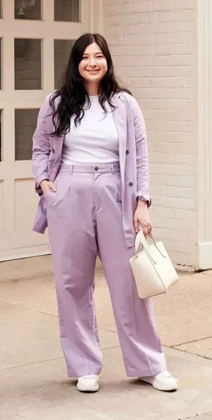 ✨Uniqlo Linen Blend Tucked Wide Purple Sz Large Pants✨ thumbnail 1