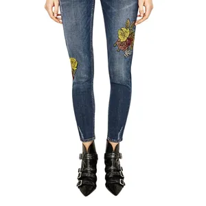 Zara Basic Z1975 Denim Women Blue Embroidered Rose Skinny Jeans Boho Size 4‎ thumbnail 3