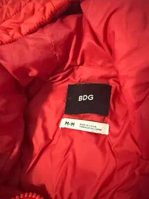 BDG Bright Red Quilted Hooded Puffer Jacket thumbnail 3