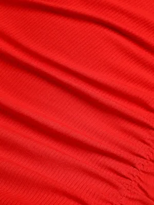 Lulus Centered on Style Red One-Shoulder Bodycon Ribbed Midi Dress Ruched Slit thumbnail 5