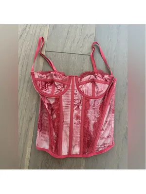 Floral Lace Corset Crop Top Mesh Camisole Backless thumbnail 2